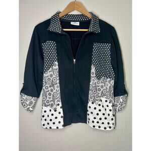 Princess Cruises Three Quarter Sleeve Full Zip Jacket - Black & White Pattern L